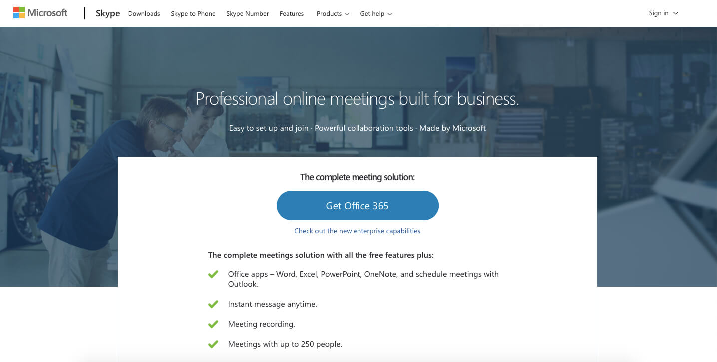 skype for business conference settings
